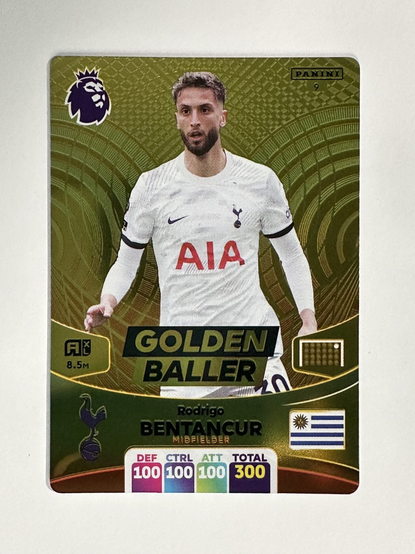 009 Rodrigo Bentancur Tottenham Hotspur Golden Baller Panini Premier League Adrenalyn XL 2024 Card