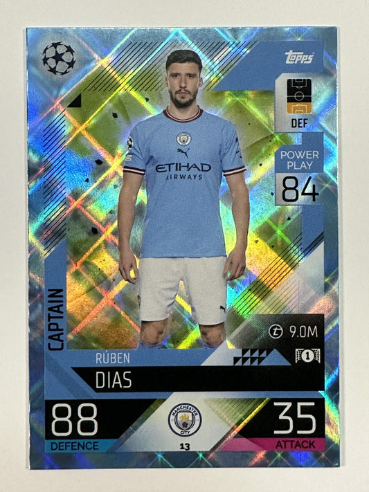 013 Rúben Dias Captain Crystal Foil Parallel (Manchester City) Topps Match Attax 2022:2023 Card