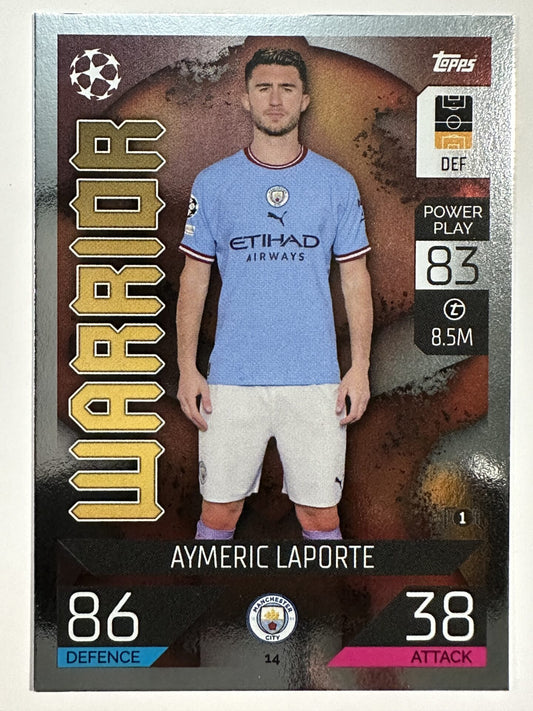 014 Aymeric Laporte Warrior (Manchester City) Topps Match Attax 2022:2023 Card