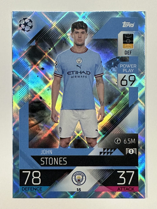 015 John Stones Base Crystal Foil Parallel (Manchester City) Topps Match Attax 2022:2023 Card