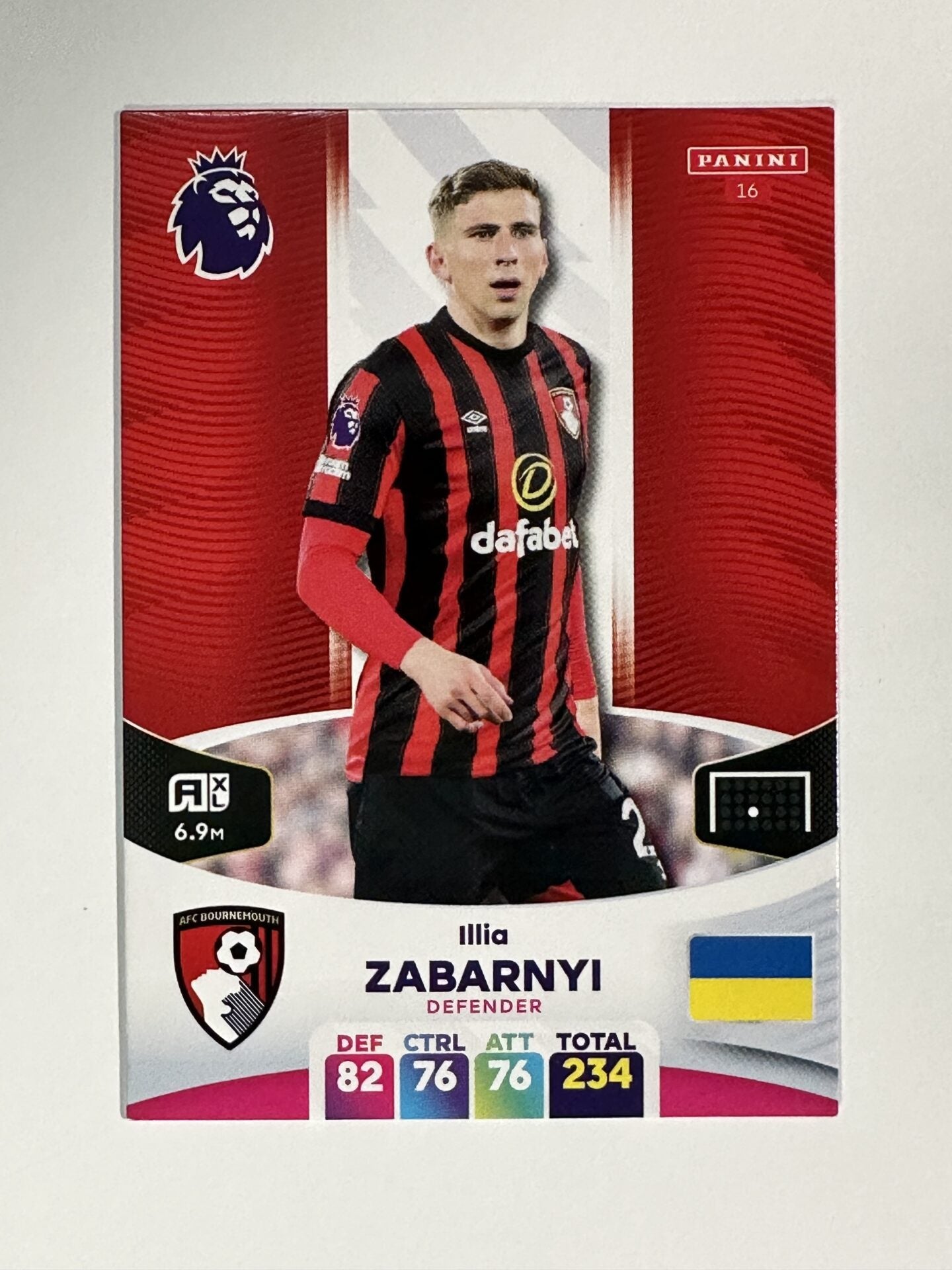 016 Illia Zabarnyi AFC Bournemouth Base Panini Premier League Adrenalyn XL 2024 Card