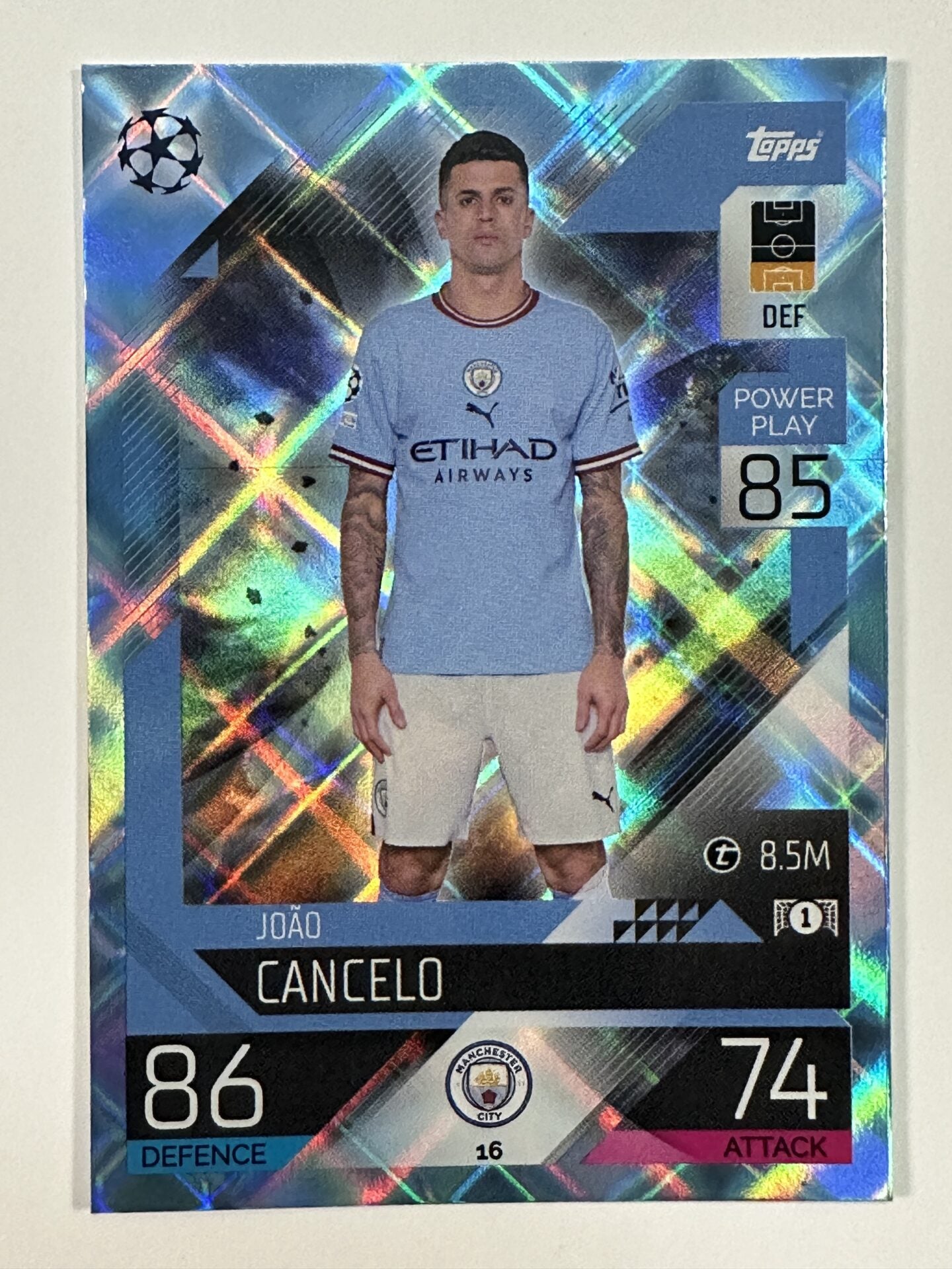 016 João Cancelo Base Crystal Foil Parallel (Manchester City) Topps Match Attax 2022:2023 Card