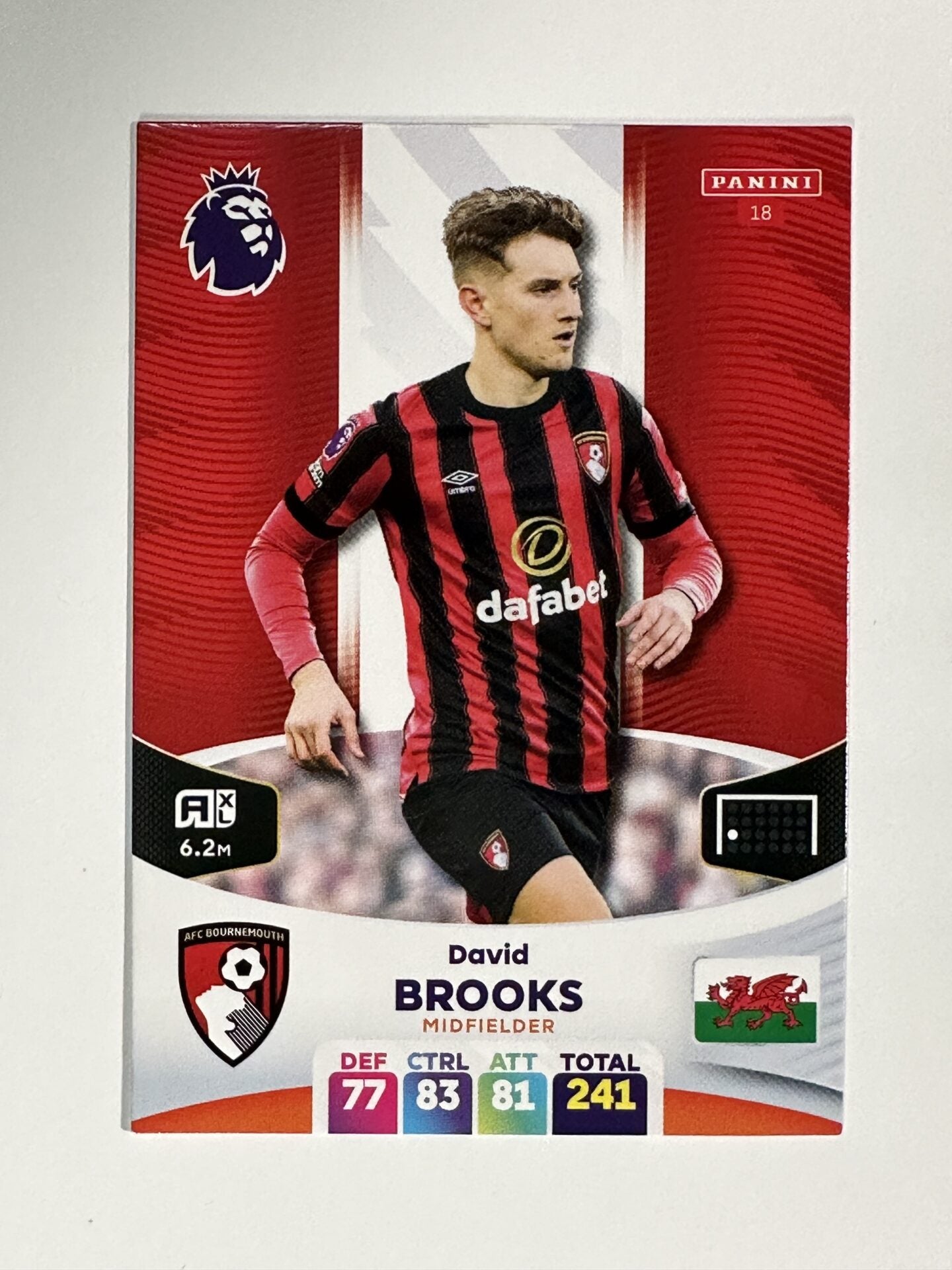 018 David Brooks AFC Bournemouth Base Panini Premier League Adrenalyn XL 2024 Card