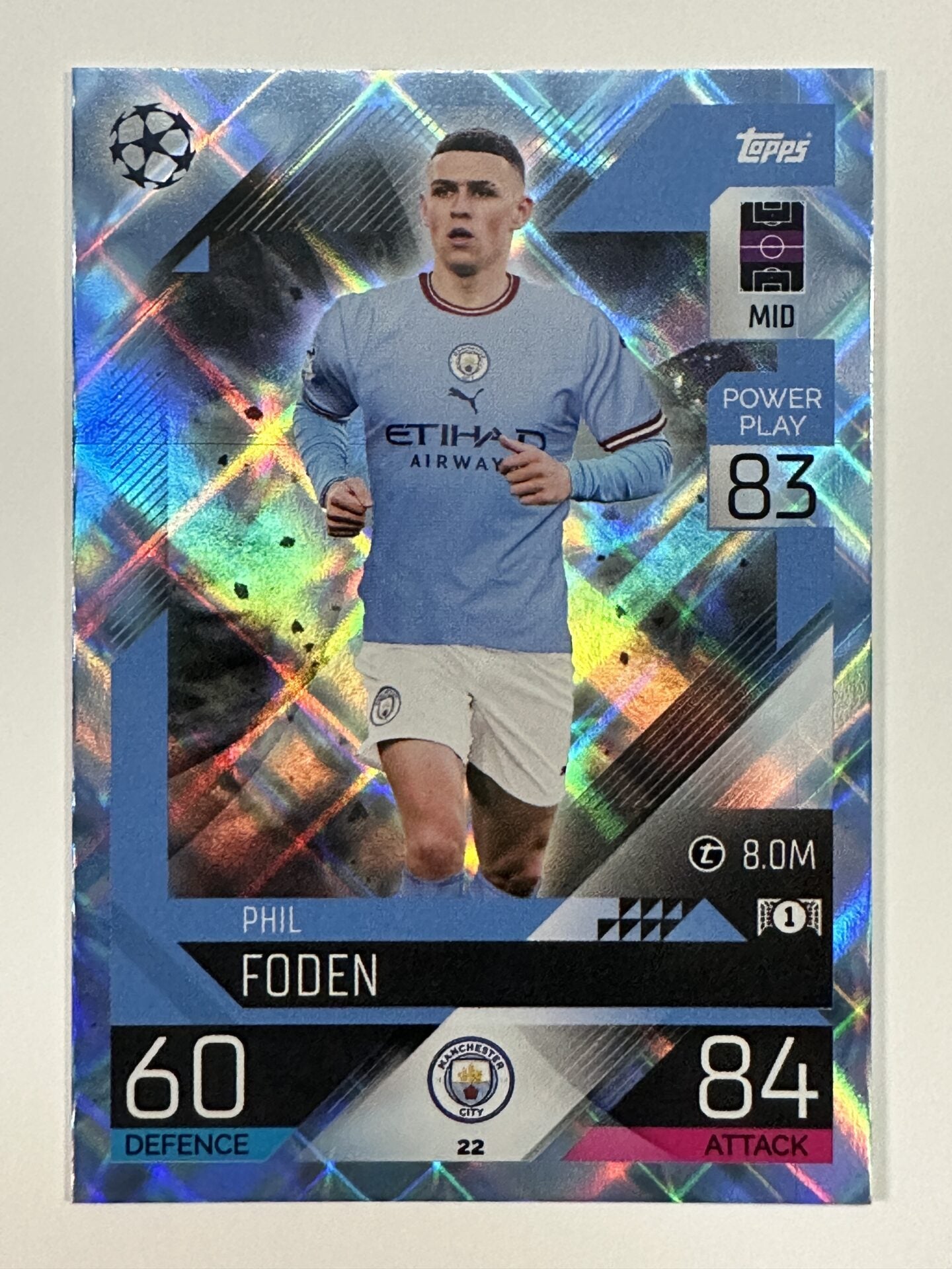 022 Phil Foden Base Crystal Foil Parallel (Manchester City) Topps Match Attax 2022:2023 Card