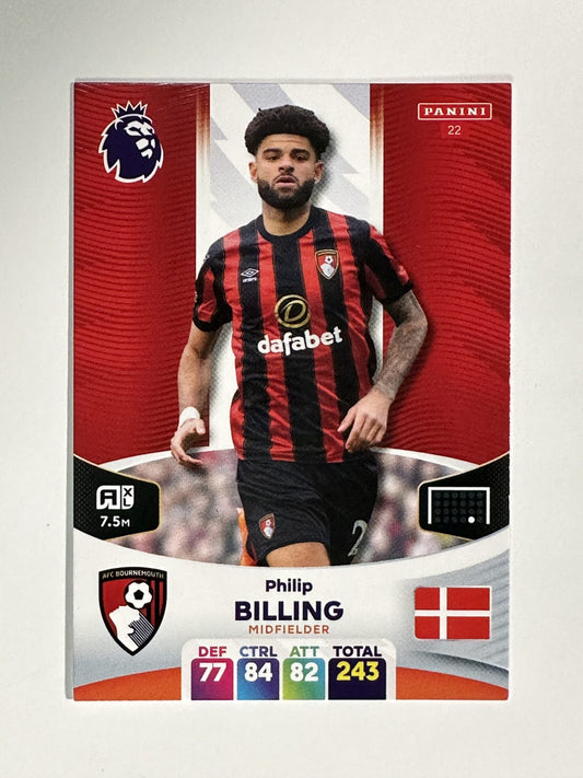 022 Philip Billing AFC Bournemouth Base Panini Premier League Adrenalyn XL 2024 Card