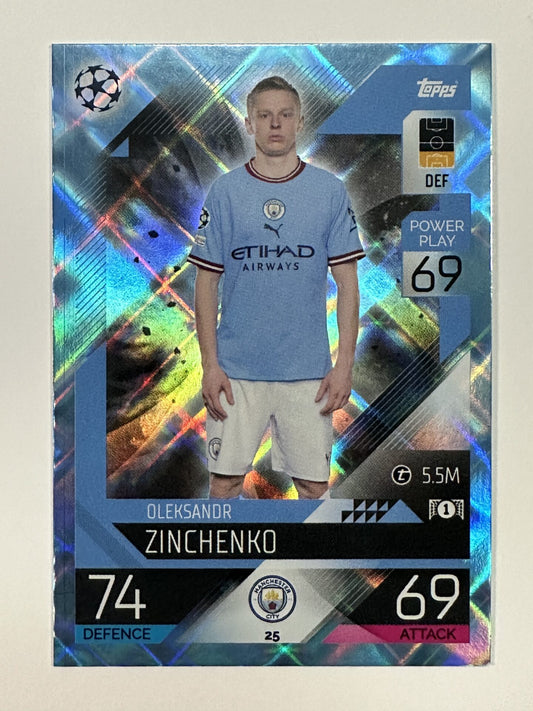 025 Oleksandr Zinchenko Base Crystal Foil Parallel (Manchester City) Topps Match Attax 2022:2023 Card