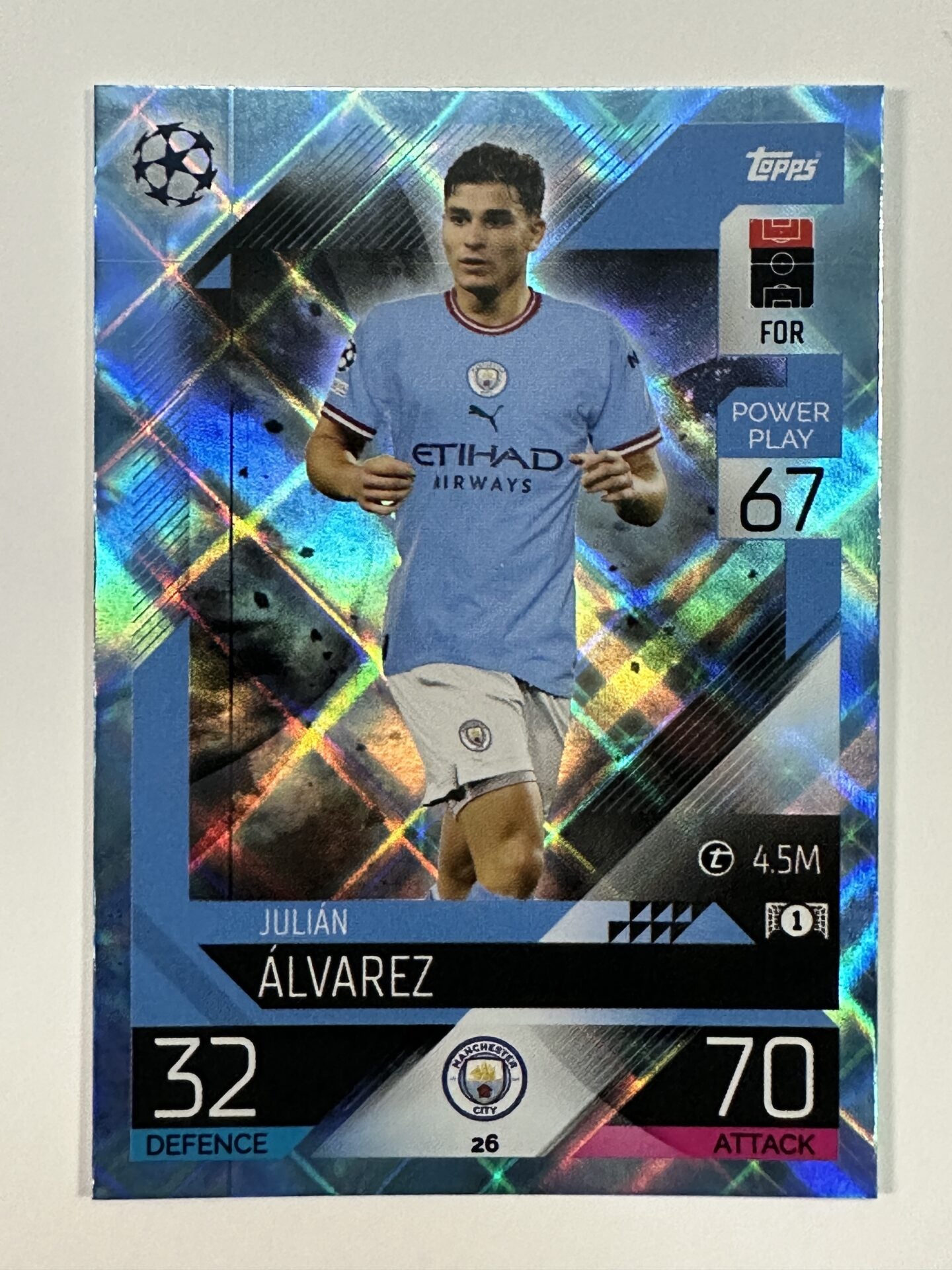 026 Julian Alvarez Base Crystal Foil Parallel (Manchester City) Topps Match Attax 2022:2023 Card