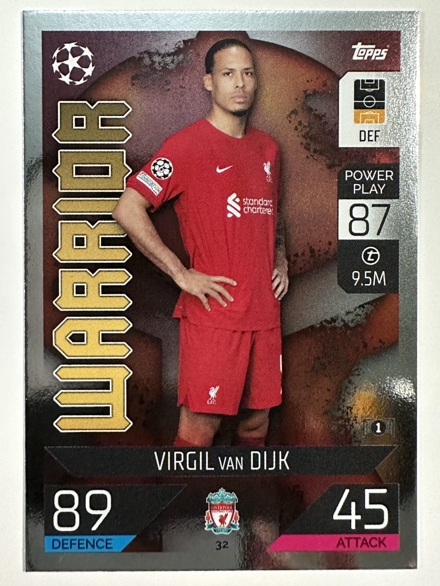 032 Virgil van Dijk Warrior (Liverpool) Topps Match Attax 2022:2023 Card