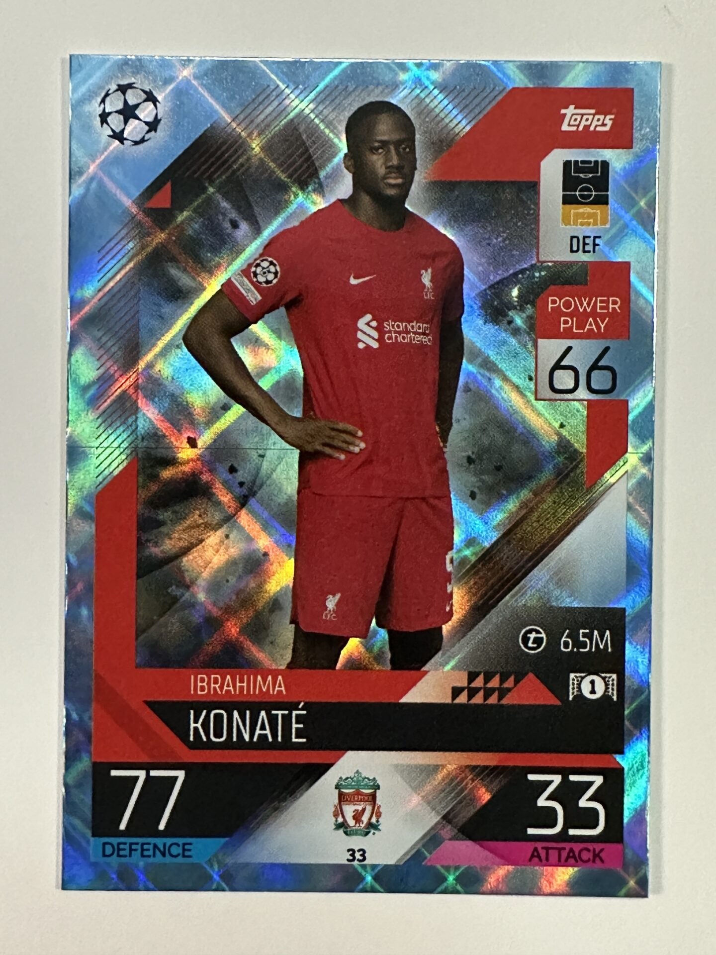 033 Ibrahima Konaté Base Crystal Foil Parallel (Liverpool) Topps Match Attax 2022:2023 Card