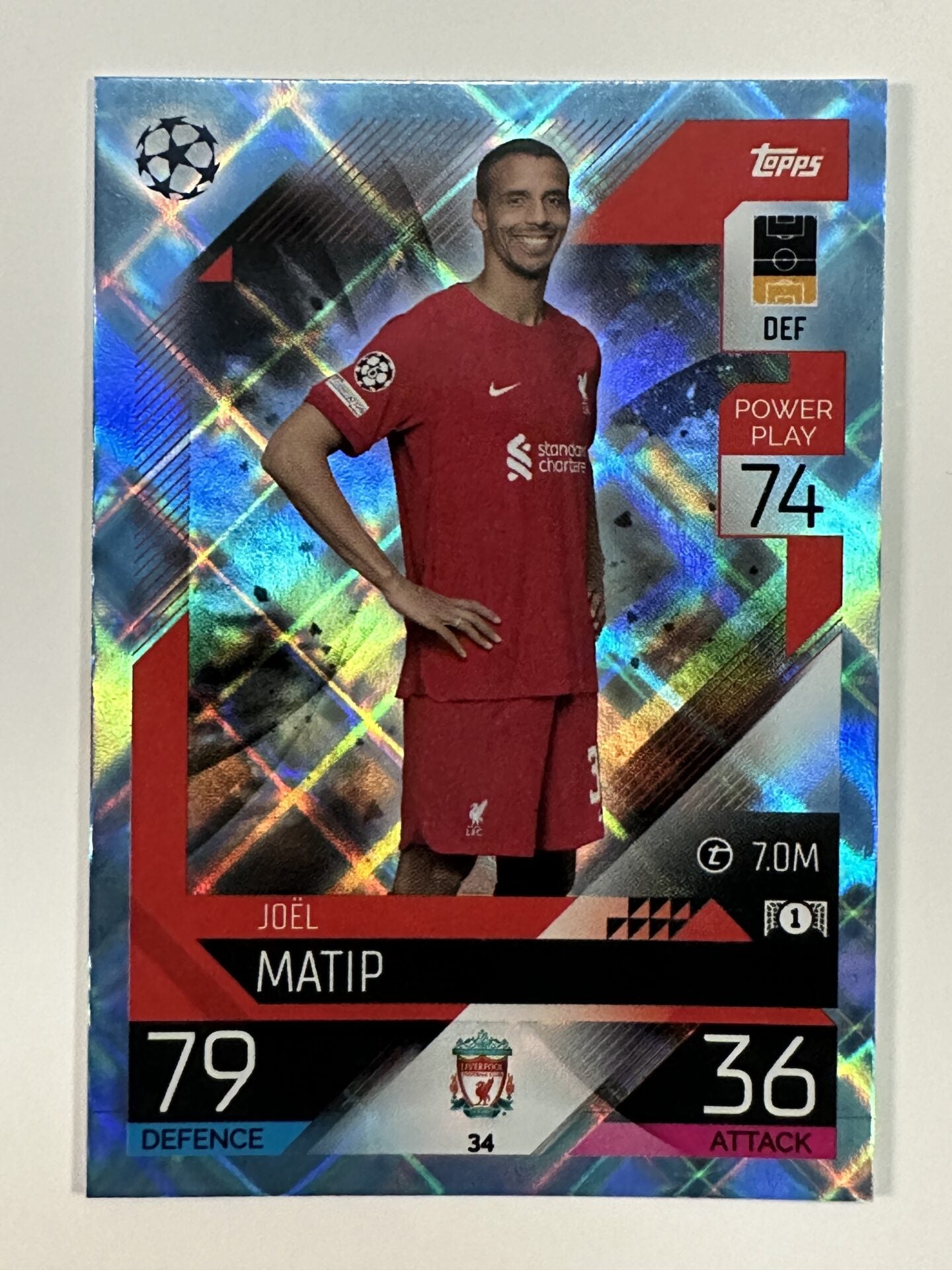 034 Joel Matip Base Crystal Foil Parallel (Liverpool) Topps Match Attax 2022:2023 Card