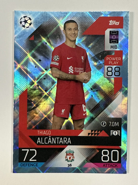 036 Thiago Alcántara Base Crystal Foil Parallel (Liverpool) Topps Match Attax 2022:2023 Card