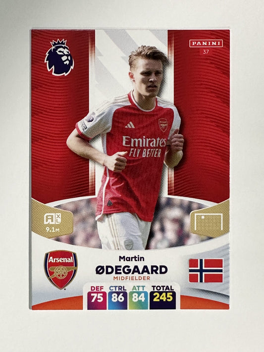 037 Martin Odegaard Arsenal Base Panini Premier League Adrenalyn XL 2024 Card