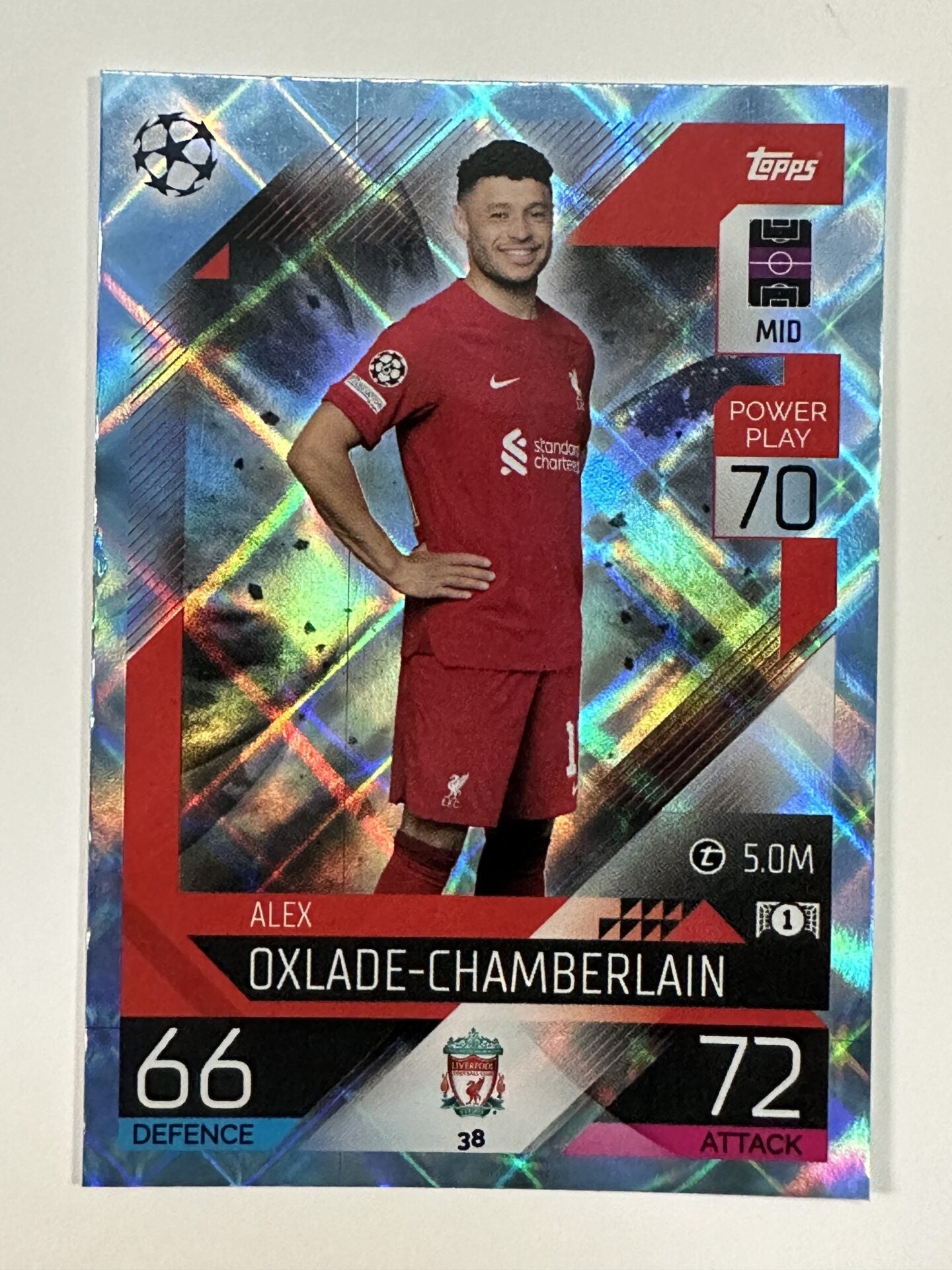 038 Alex Oxlade-Chamberlain Base Crystal Foil Parallel (Liverpool) Topps Match Attax 2022:2023 Card