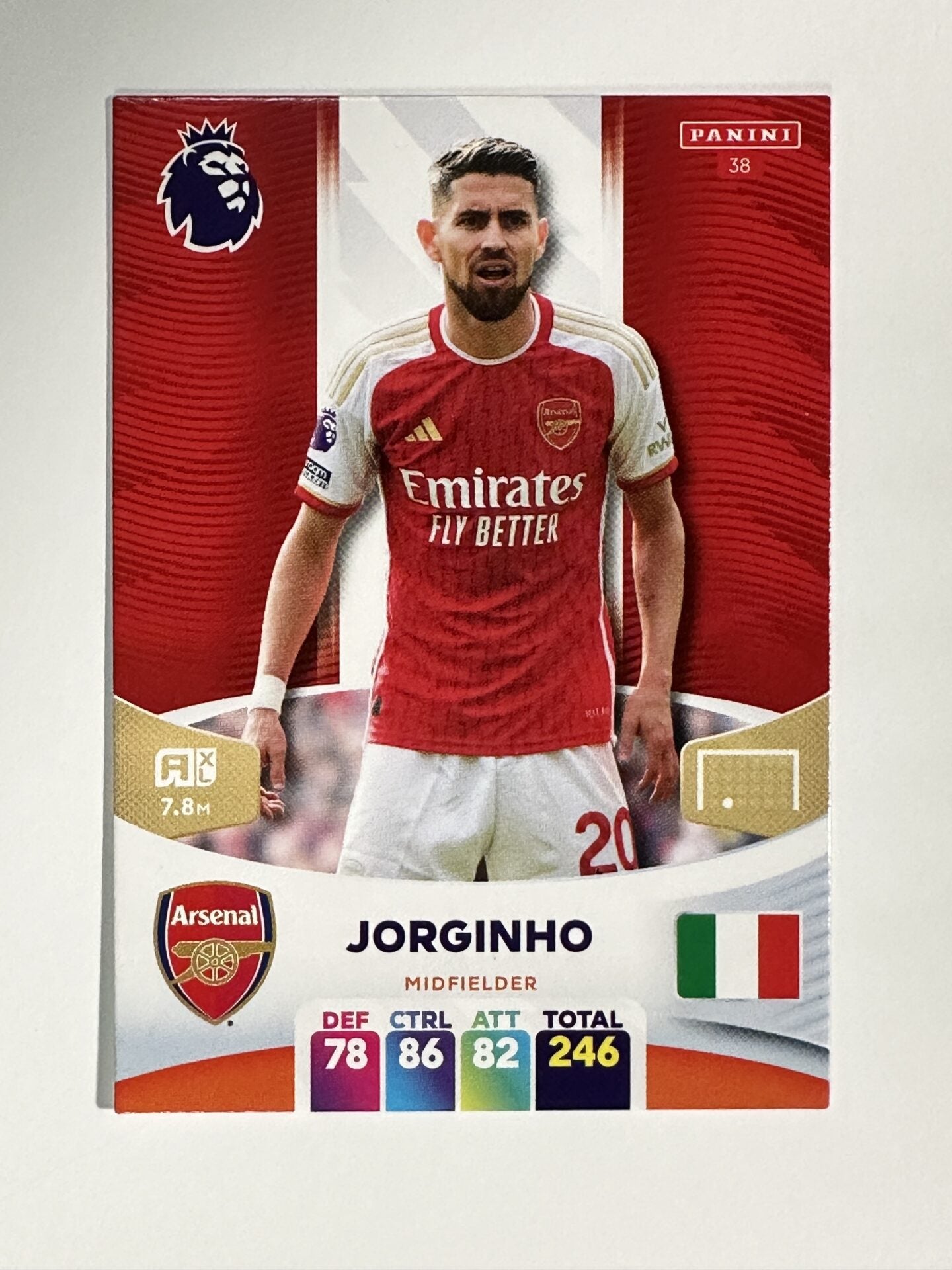 038 Jorginho Arsenal Base Panini Premier League Adrenalyn XL 2024 Card