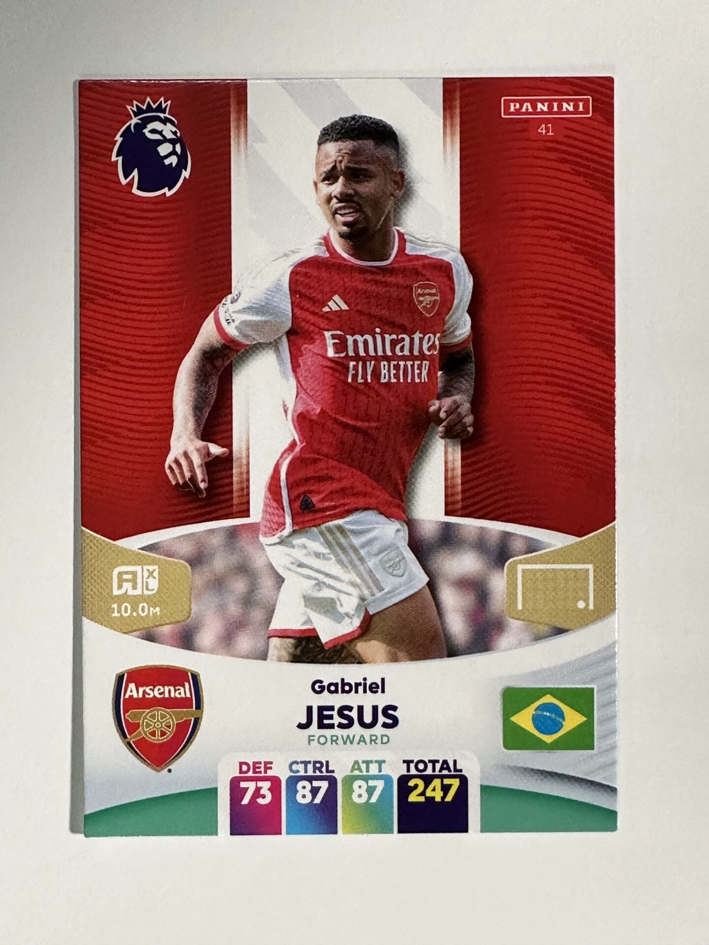 041 Gabriel Jesus Arsenal Base Panini Premier League Adrenalyn XL 2024 Card