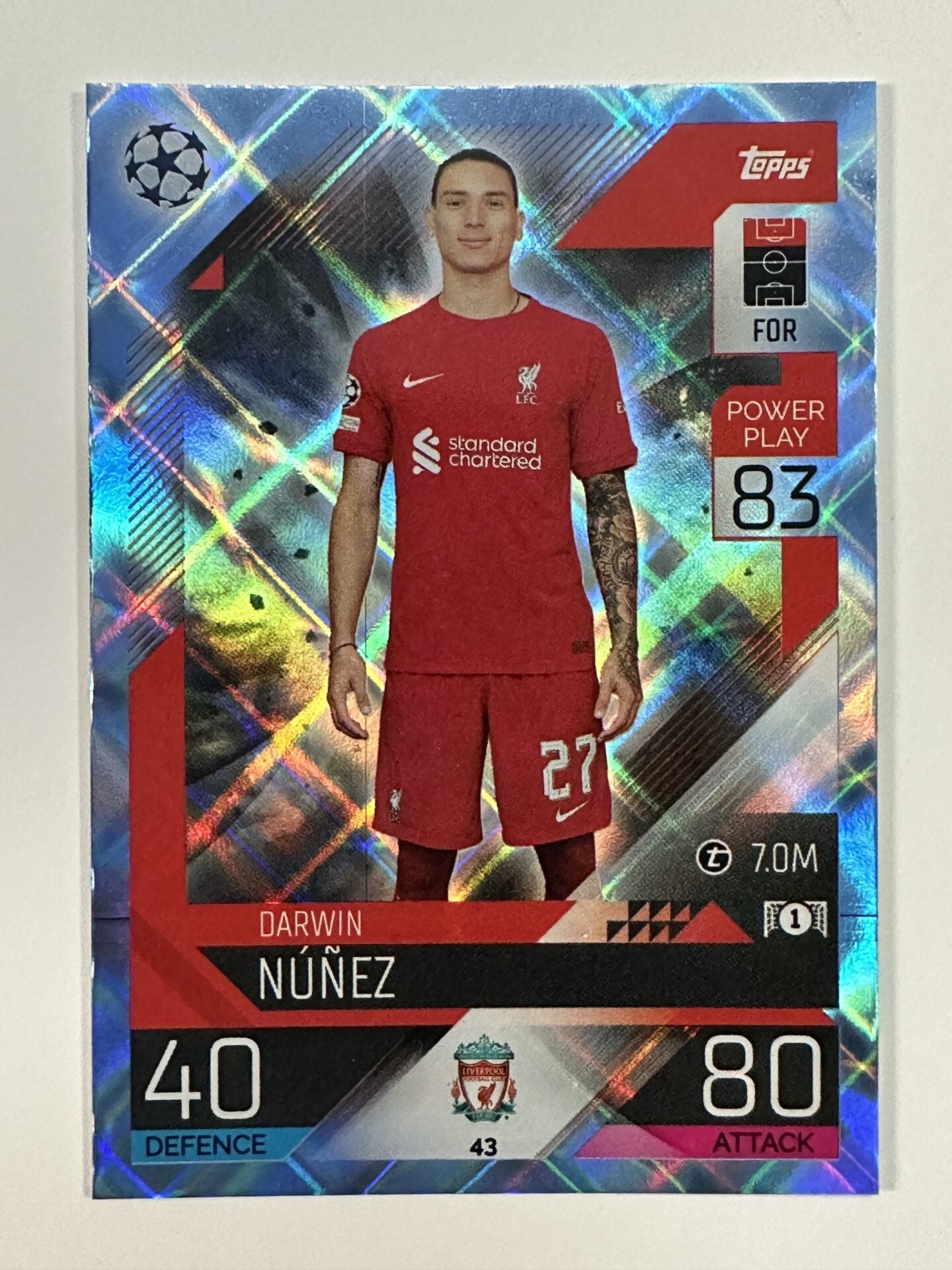 043 Darwin Núñez Base Crystal Foil Parallel (Liverpool) Topps Match Attax 2022:2023 Card