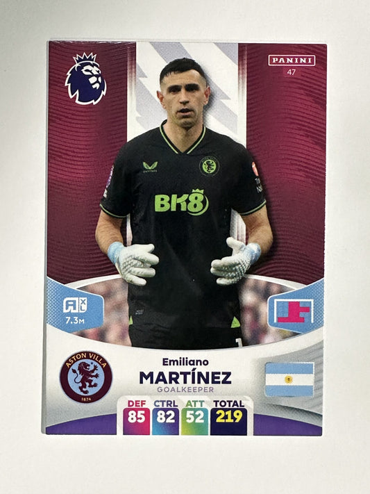 047 Emiliano Martinez Aston Villa Base Panini Premier League Adrenalyn XL 2024 Card