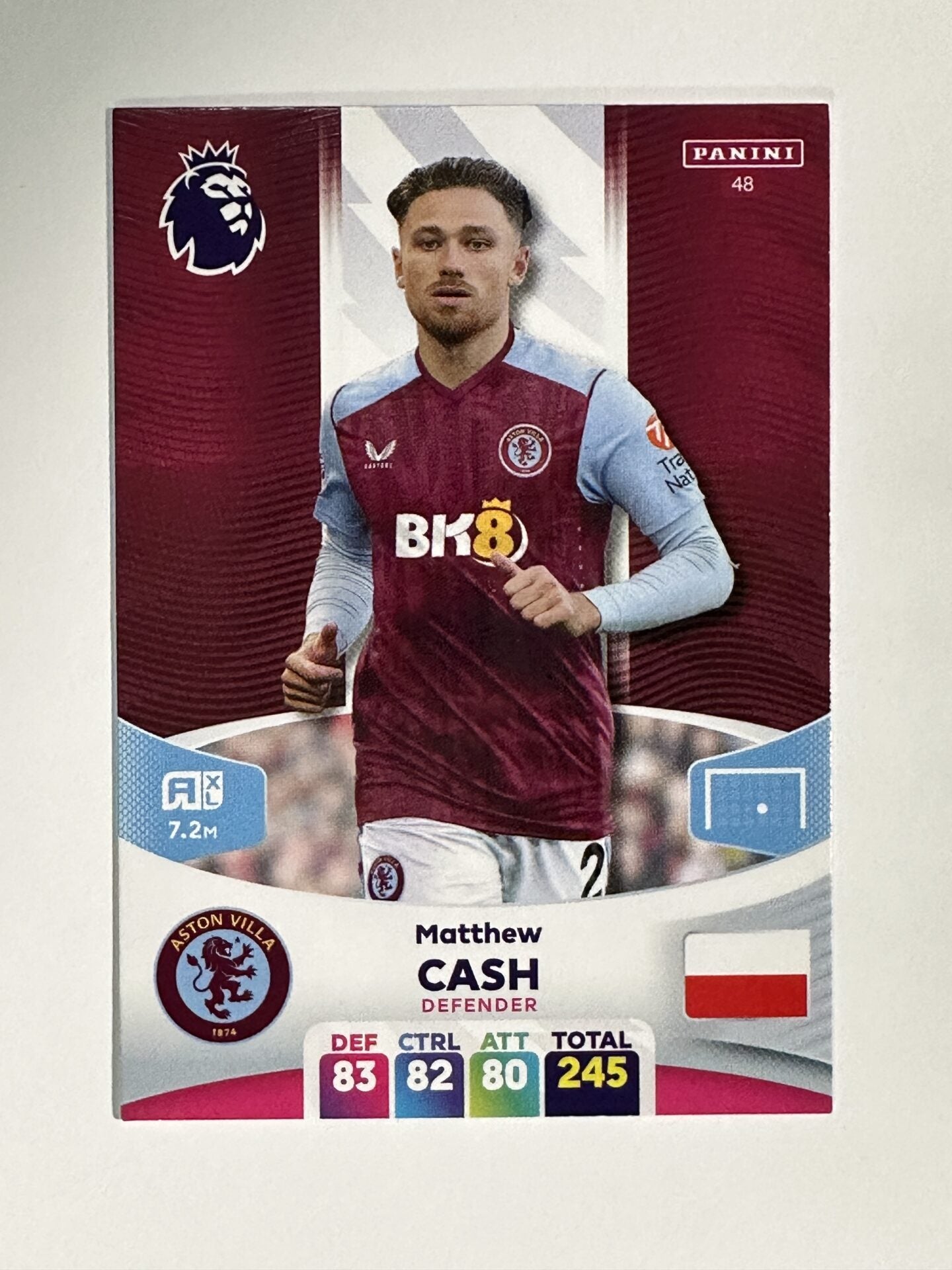 048 Matthew Cash Aston Villa Base Panini Premier League Adrenalyn XL 2024 Card