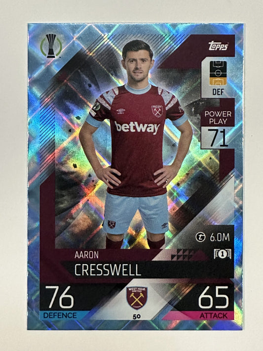 050 Aaron Cresswell Base Crystal Foil Parallel (West Ham) Topps Match Attax 2022:2023 Card