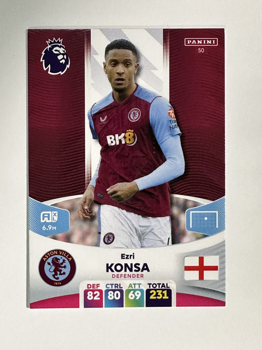 050 Ezri Konsa Aston Villa Base Panini Premier League Adrenalyn XL 2024 Card