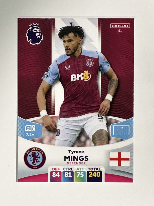 051 Tyrone Mings Aston Villa Base Panini Premier League Adrenalyn XL 2024 Card