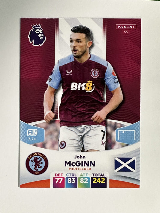 055 John McGinn Aston Villa Base Panini Premier League Adrenalyn XL 2024 Card