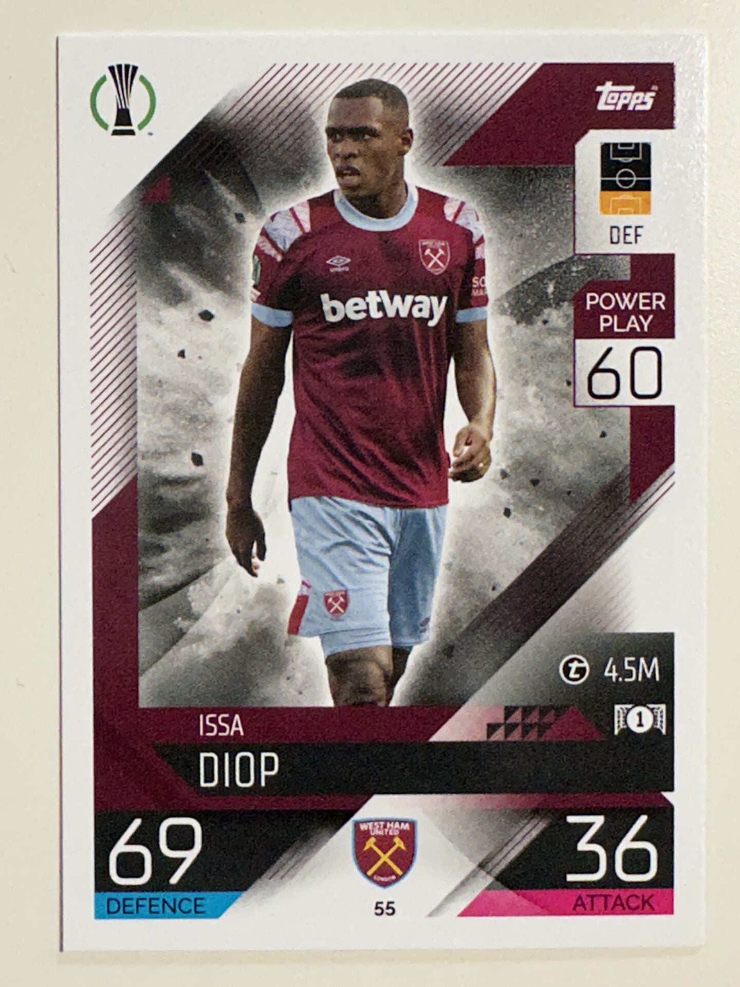 055. Issa Diop (West Ham United) &#8211; Topps Match Attax 2022:2023 card