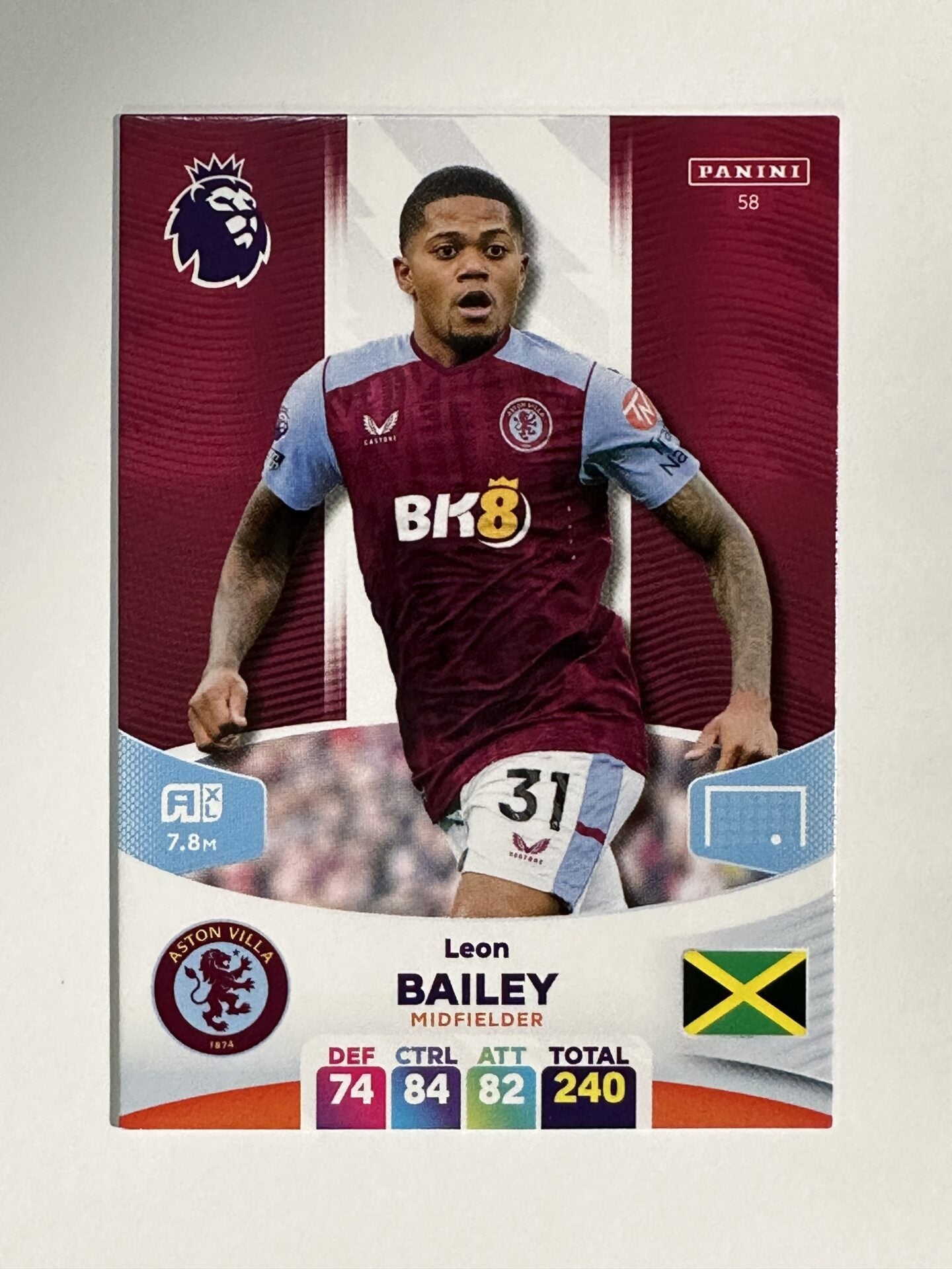 058 Leon Bailey Aston Villa Base Panini Premier League Adrenalyn XL 2024 Card