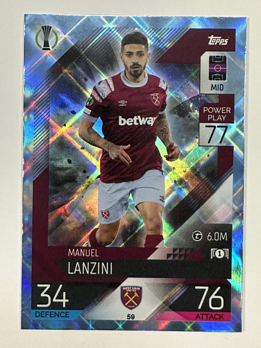 059 Manuel Lanzini Base Crystal Foil Parallel (West Ham) Topps Match Attax 2022:2023 Card