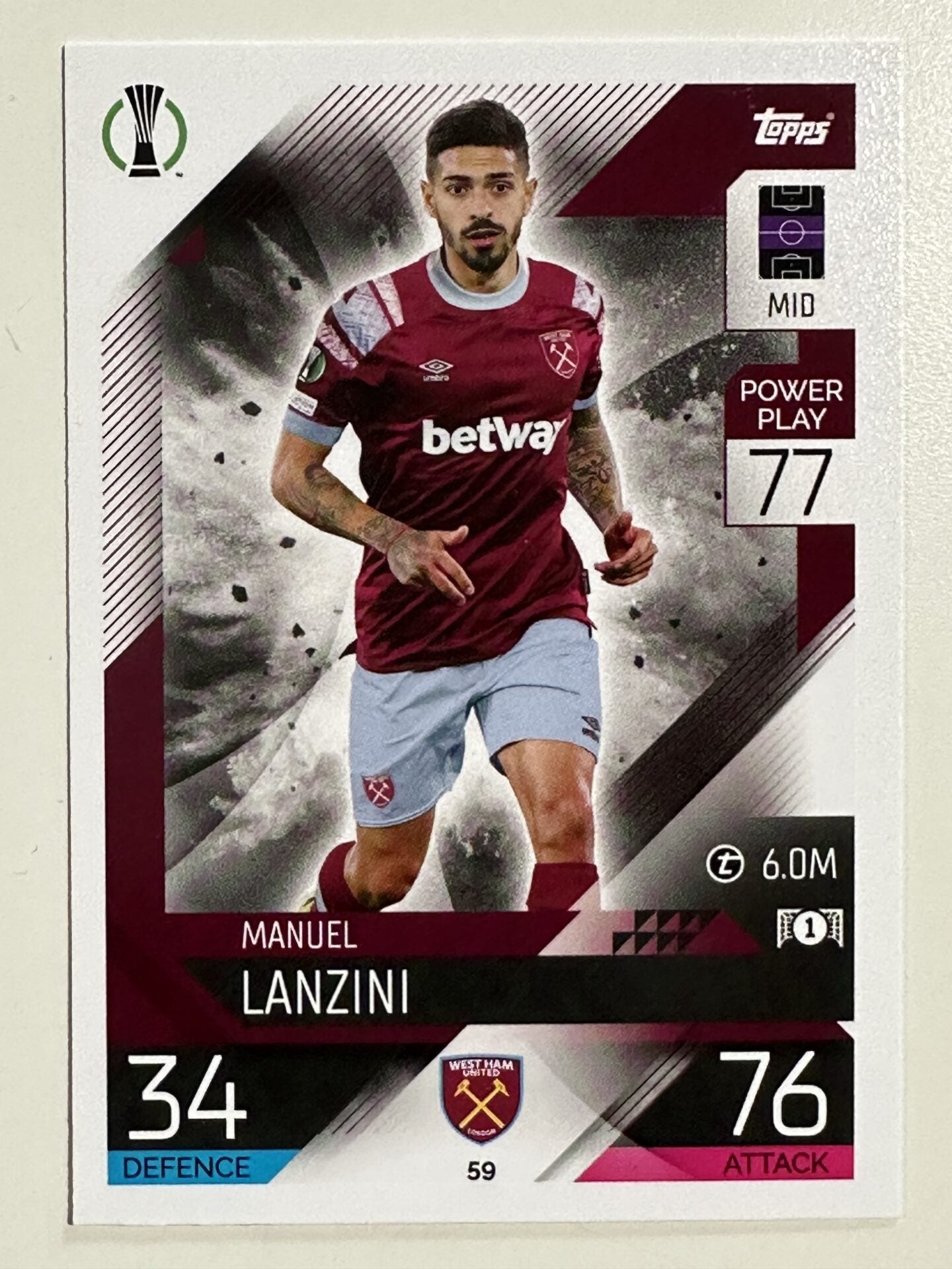 059. Manuel Lanzini (West Ham United) &#8211; Topps Match Attax 2022:2023 card