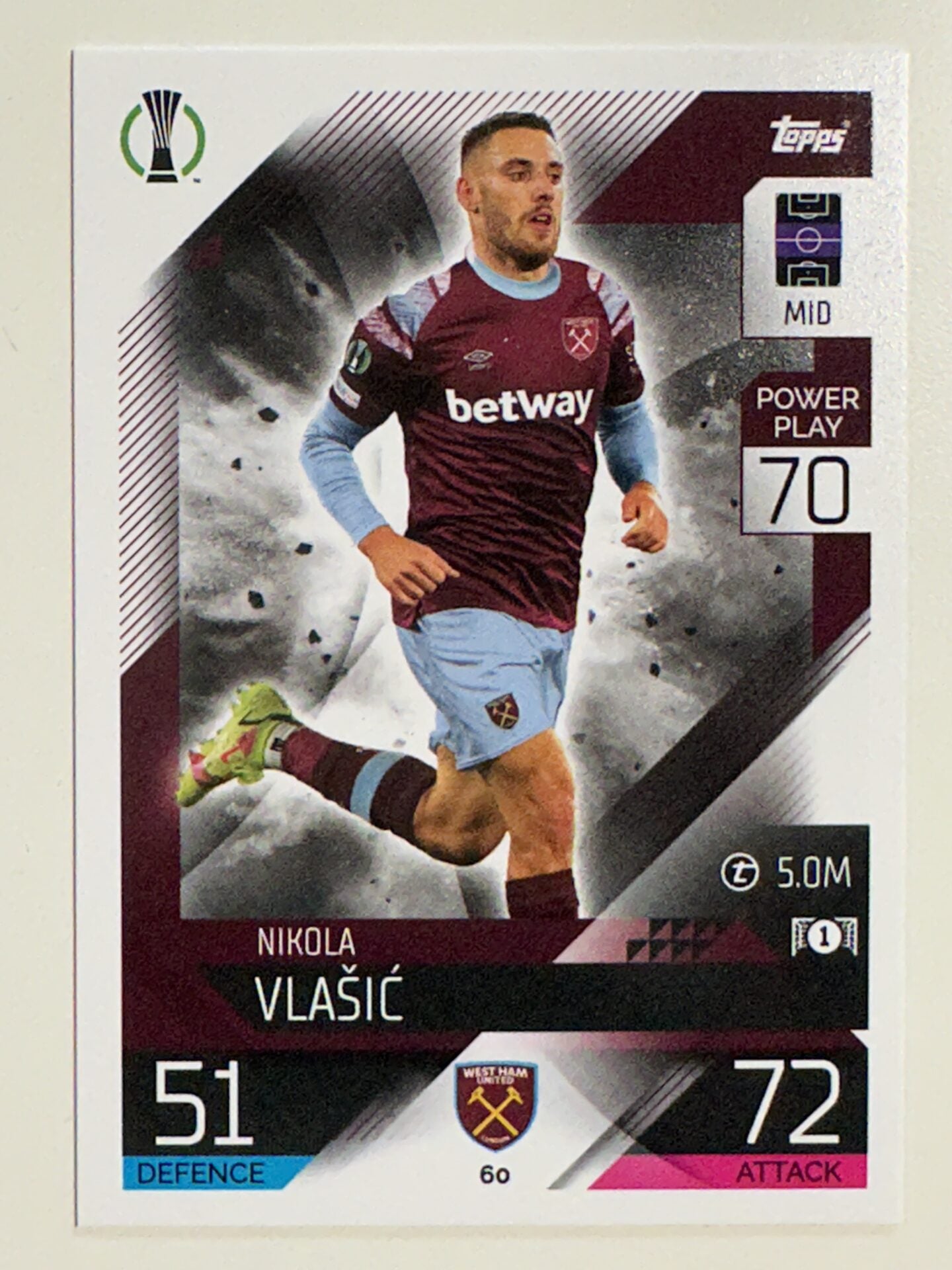 060. Nikola Vlasic (West Ham United) &#8211; Topps Match Attax 2022:2023 card