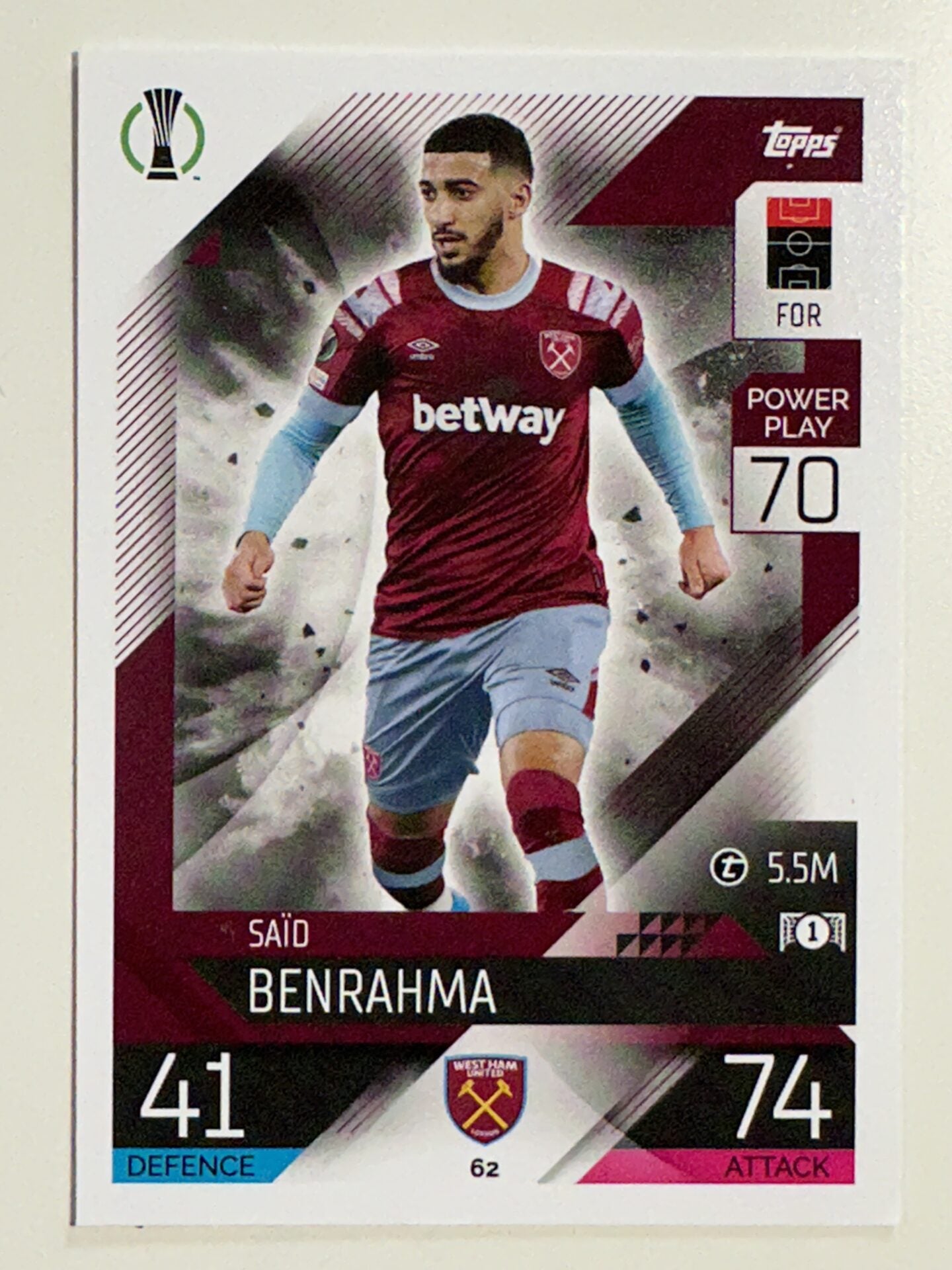 062. Said Benrahma (West Ham United) &#8211; Topps Match Attax 2022:2023 card