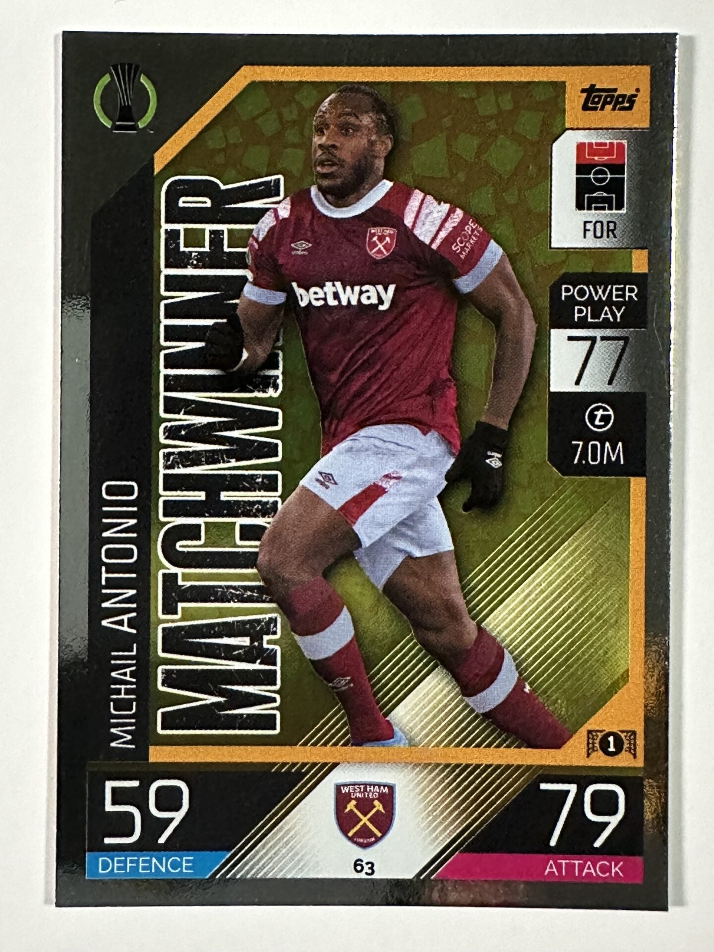 063 Michail Antonio Matchwinner (West Ham) Topps Match Attax 2022:2023 Card