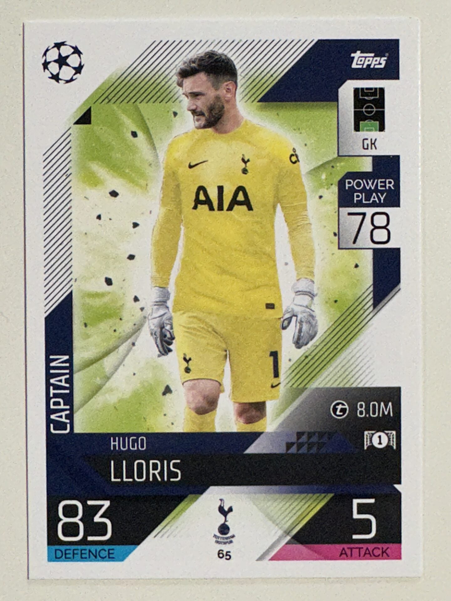 065. Hugo Lloris (Tottenham Hotspur) &#8211; Captain &#8211; Topps Match Attax 2022:2023 card