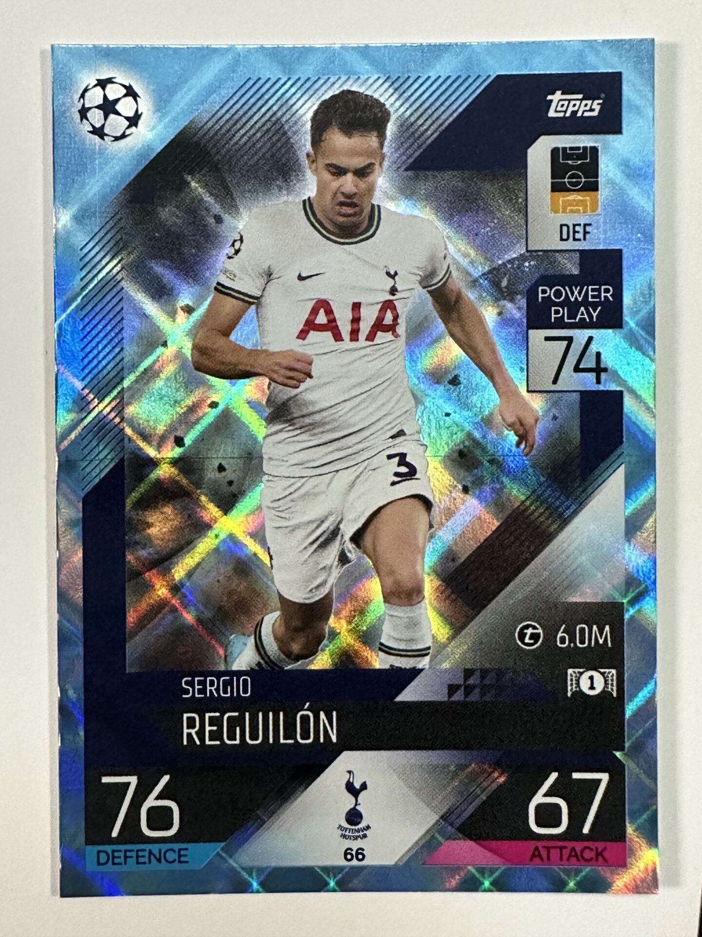 066 Sergio Reguilon Base Crystal Foil Parallel (Tottenham Hotspur) Topps Match Attax 2022:2023 Card