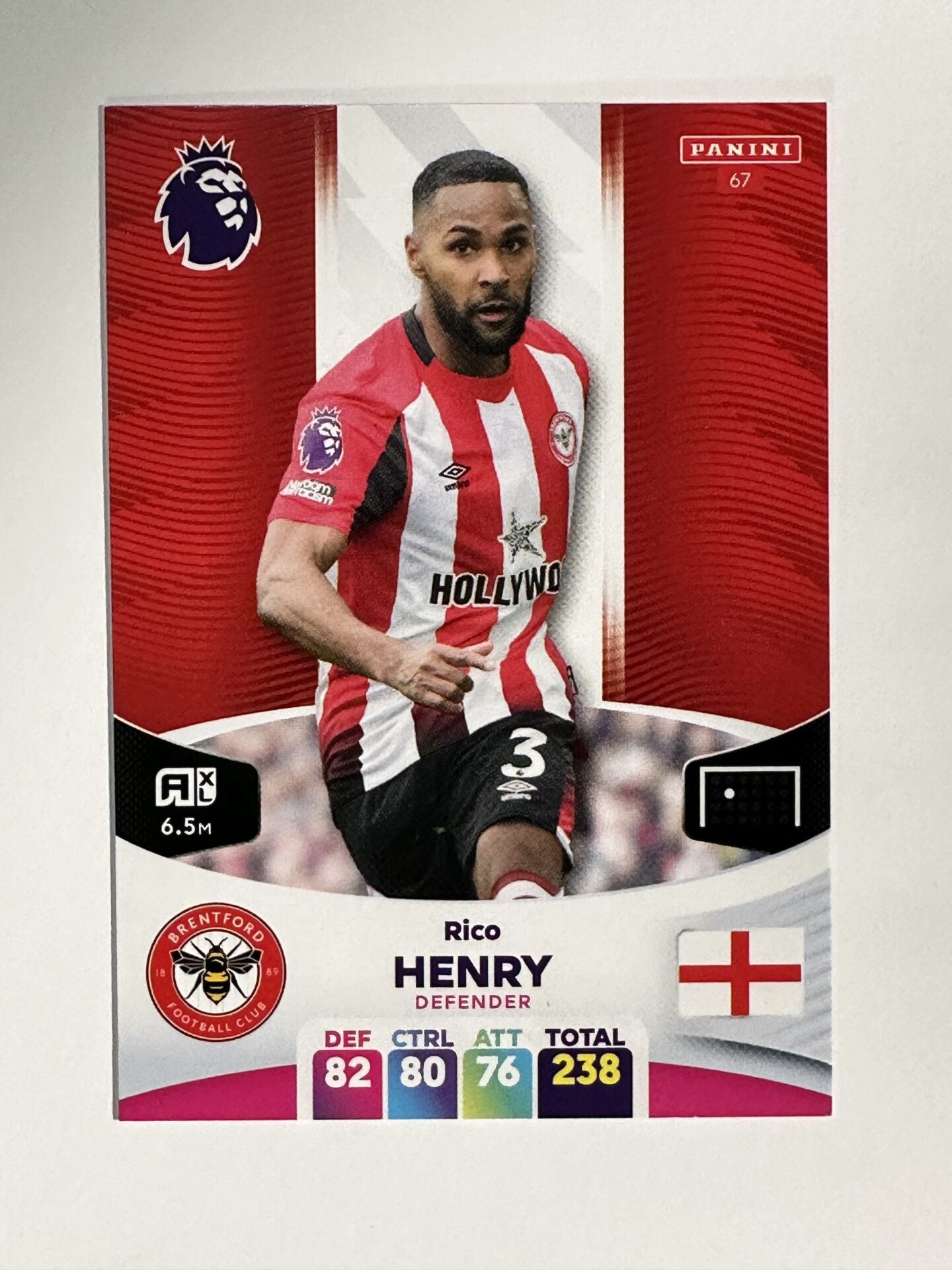 067 Rico Henry Brentford Base Panini Premier League Adrenalyn XL 2024 Card