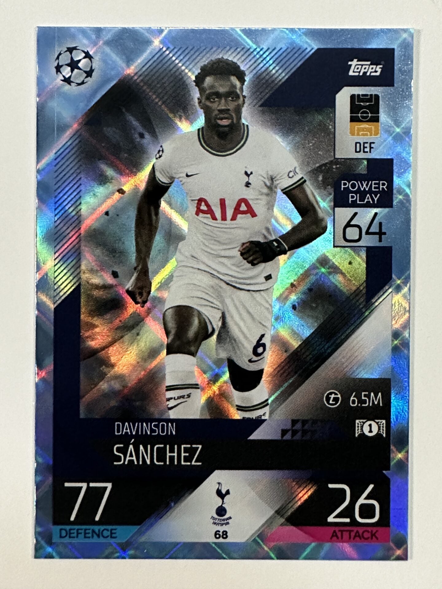 068 Davinson Sánchez Base Crystal Foil Parallel (Tottenham Hotspur) Topps Match Attax 2022:2023 Card