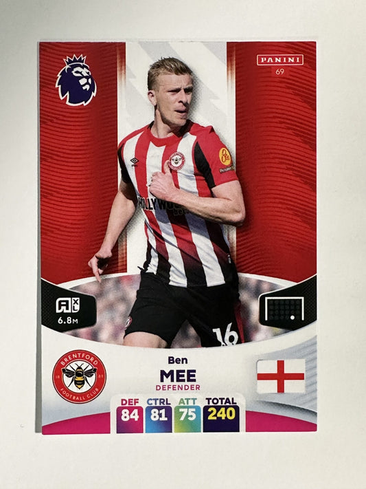 069 Ben Mee Brentford Base Panini Premier League Adrenalyn XL 2024 Card