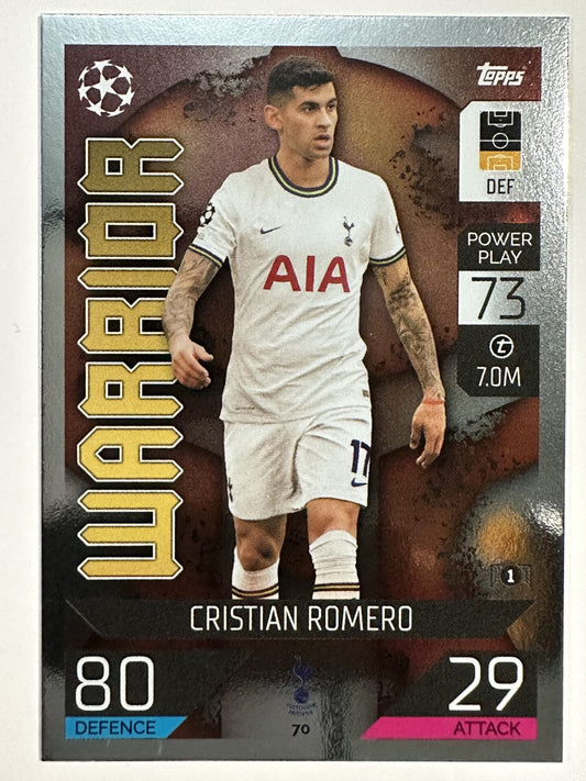 070 Cristian Romero Warrior (Tottenham Hotspur) Topps Match Attax 2022:2023 Card