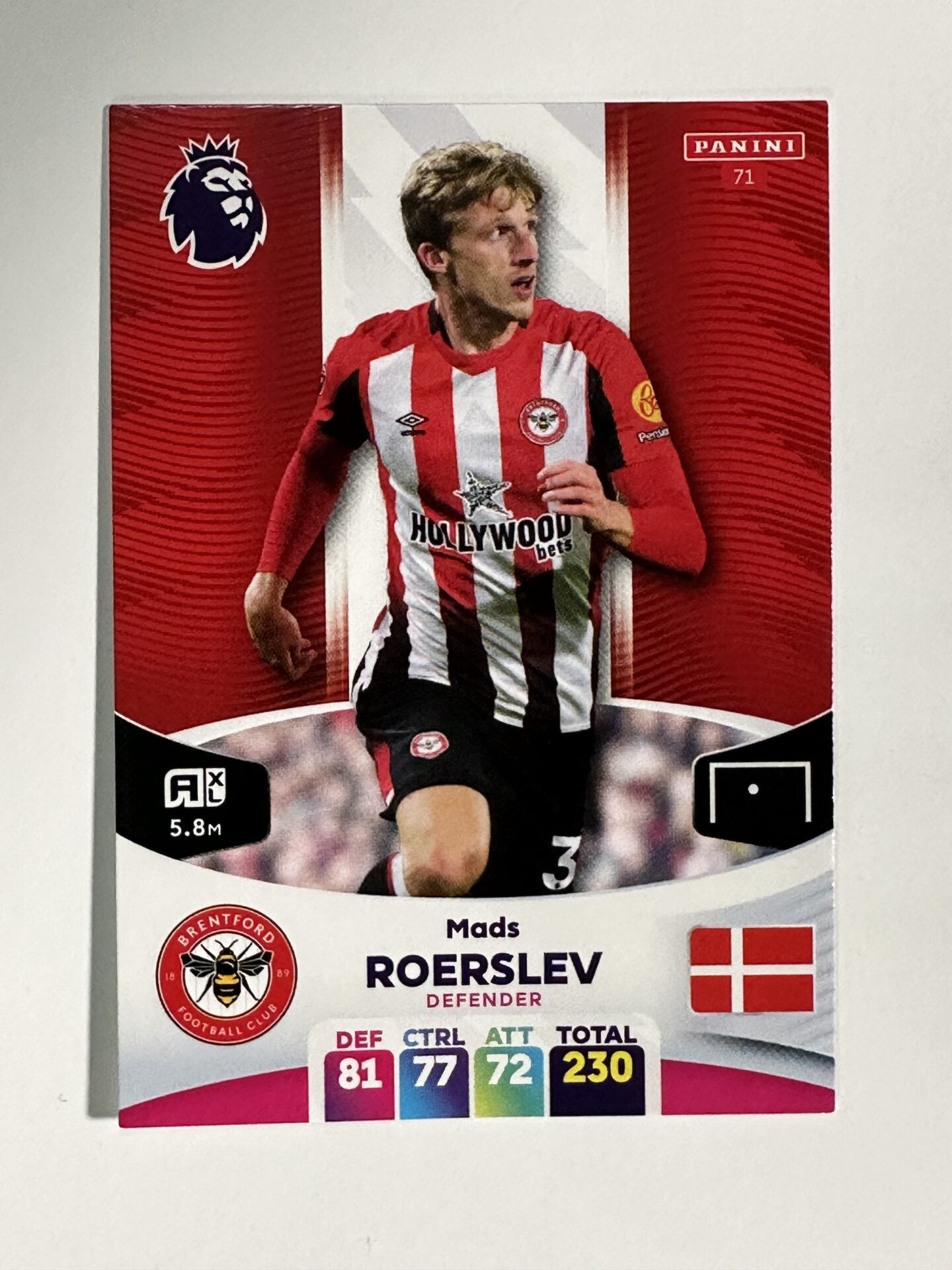 071 Mads Roerslev Brentford Base Panini Premier League Adrenalyn XL 2024 Card