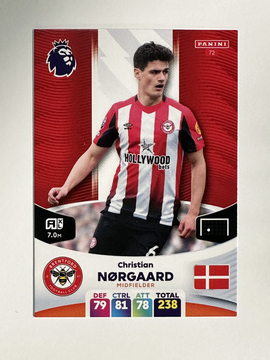 072 Christian Norgaard Brentford Base Panini Premier League Adrenalyn XL 2024 Card