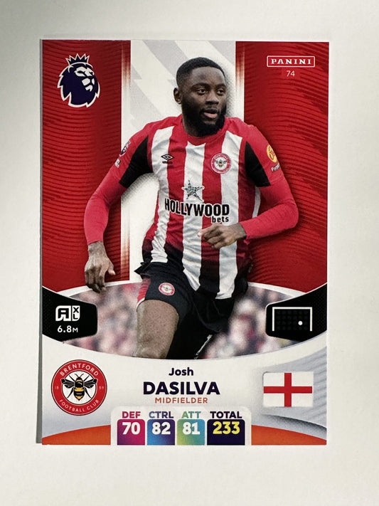 074 Josh Dasilva Brentford Base Panini Premier League Adrenalyn XL 2024 Card