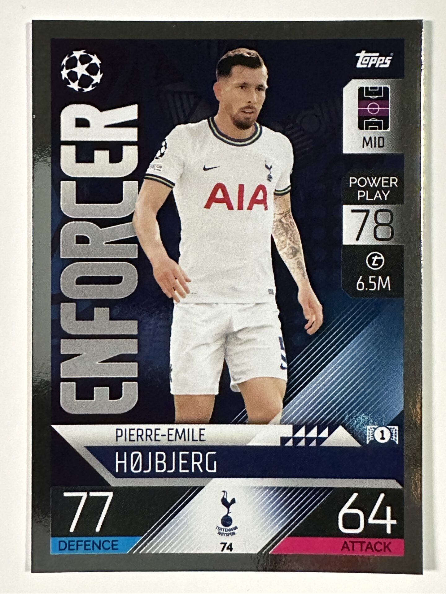 074 Pierre-Emile Hojbjerg Enforcer (Tottenham Hotspur) Topps Match Attax 2022:2023 Card