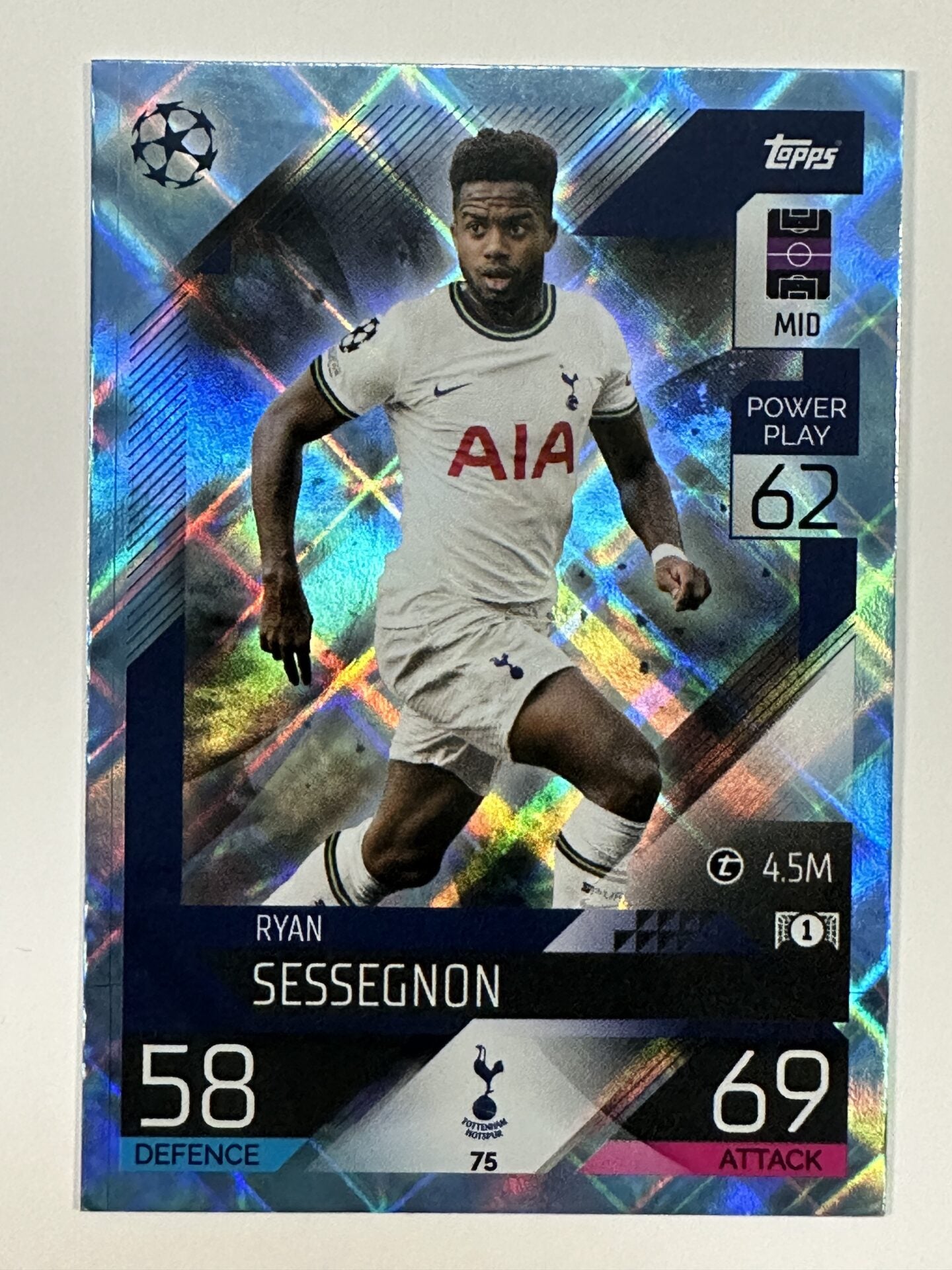 075 Ryan Sessegnon Base Crystal Foil Parallel (Tottenham Hotspur) Topps Match Attax 2022:2023 Card