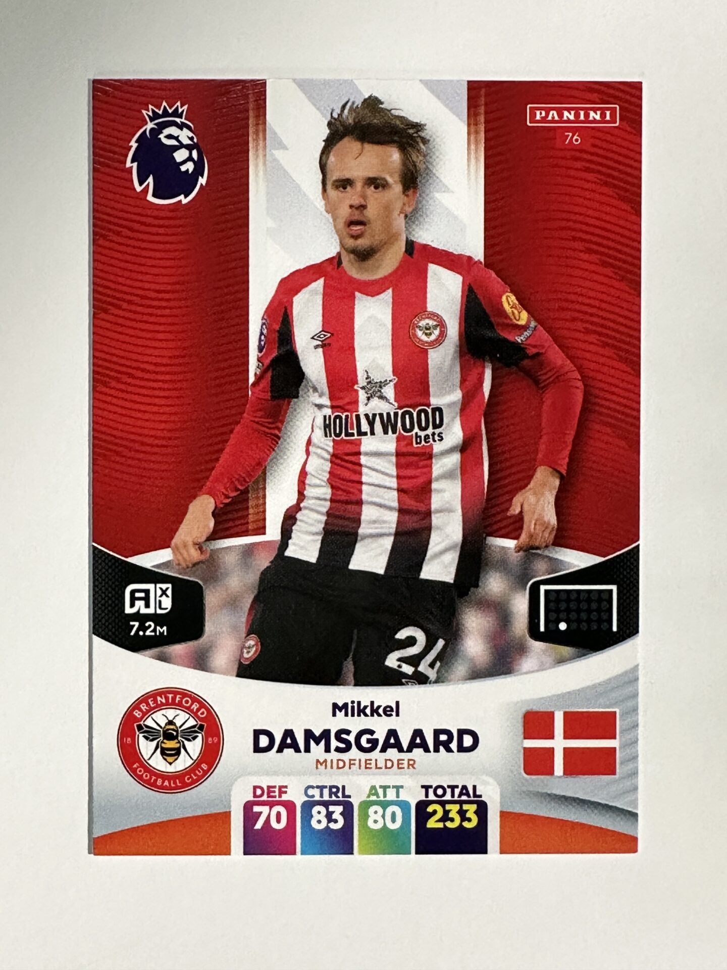 076 Mikkel Damsgaard Brentford Base Panini Premier League Adrenalyn XL 2024 Card