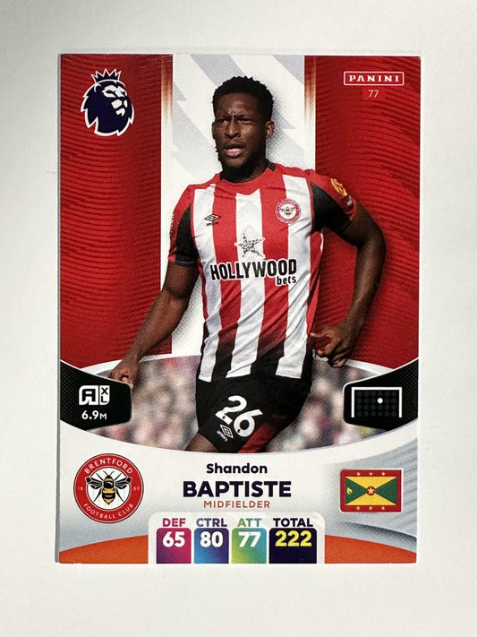 077 Shandon Baptiste Brentford Base Panini Premier League Adrenalyn XL 2024 Card