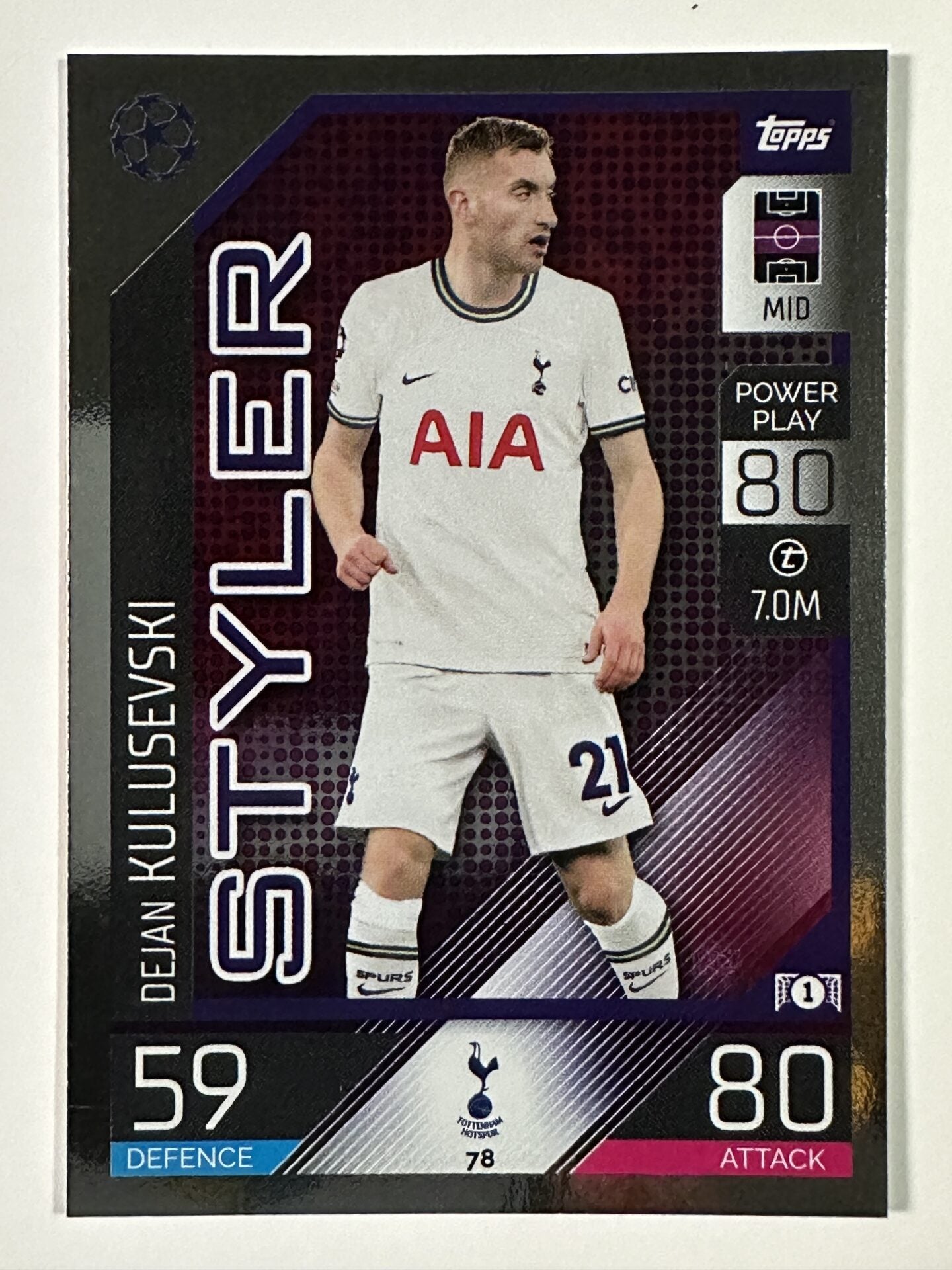 078 Dejan Kulusevski Styler (Tottenham Hotspur) Topps Match Attax 2022:2023 Card