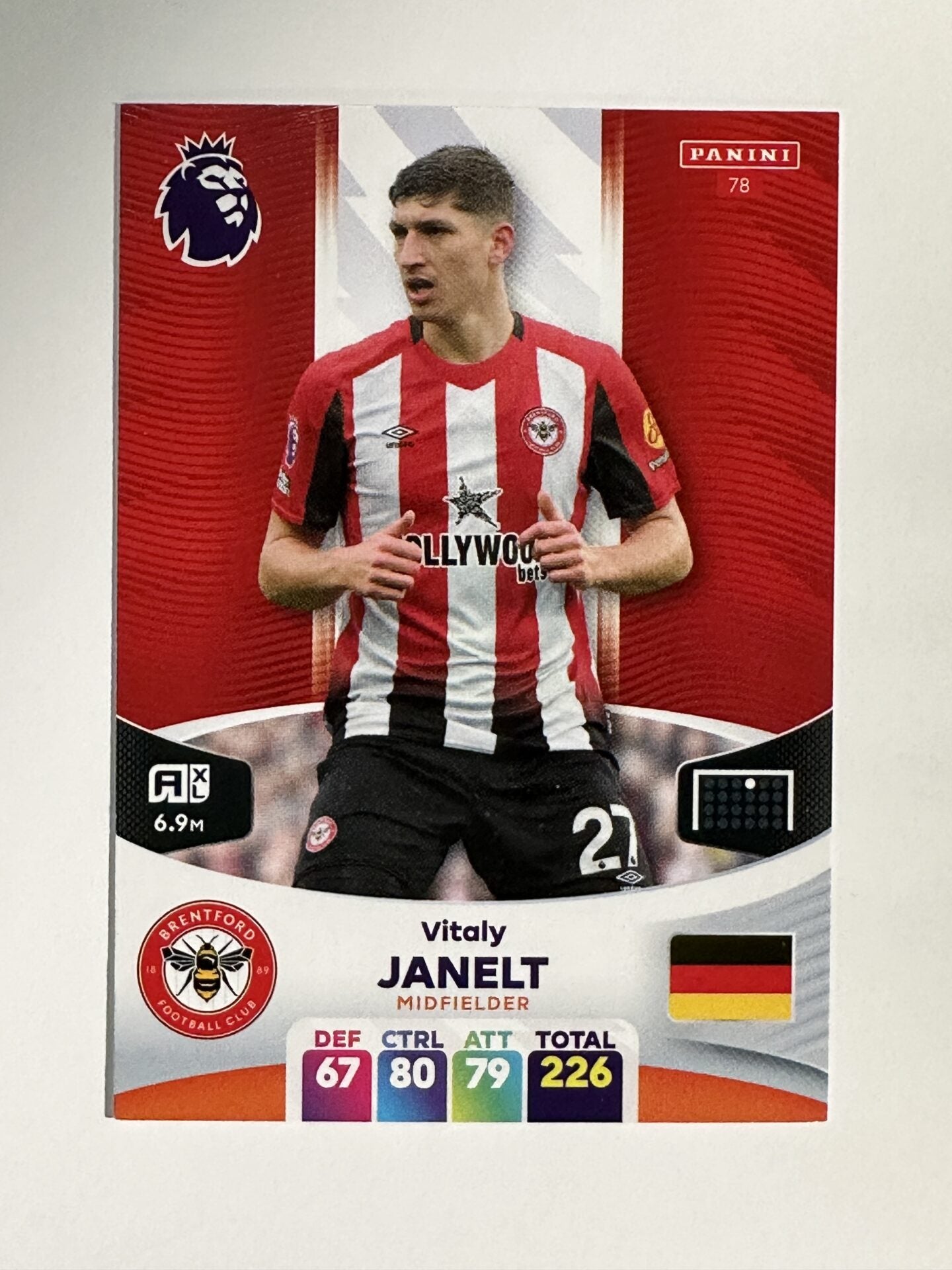 078 Vitaly Janelt Brentford Base Panini Premier League Adrenalyn XL 2024 Card