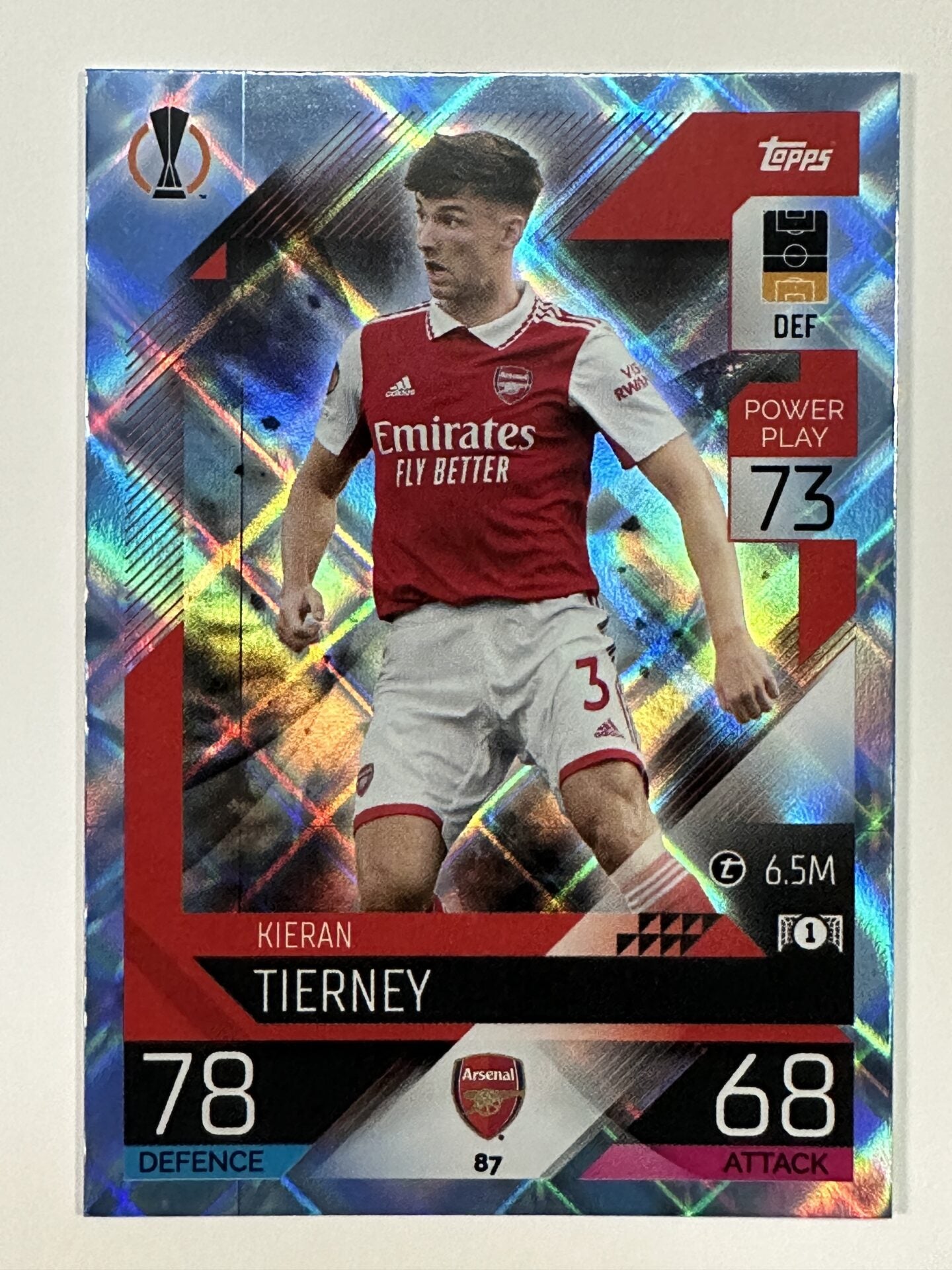 087 Kieran Tierney Base Crystal Foil Parallel (Arsenal) Topps Match Attax 2022:2023 Card