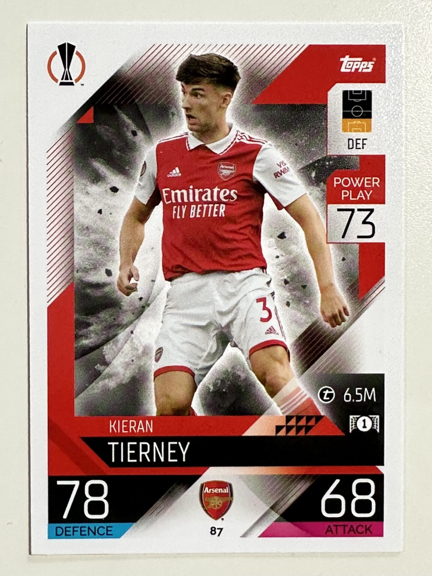 087. Kieran Tierney (Arsenal) &#8211; Topps Match Attax 2022:2023 card